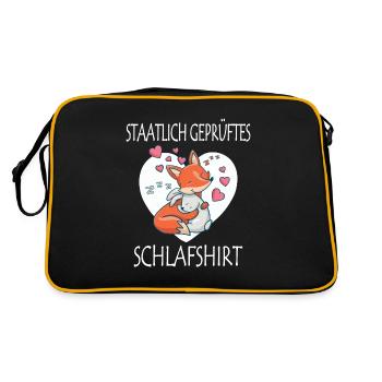 Staatlich geprüftes Schlafshirt Fuchs und Hase - Retro Tasche - Schwarz/Gold - Hinten