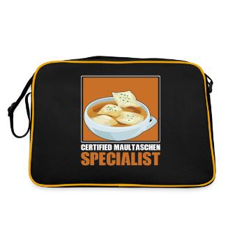 Certified Maultaschen Specialist Herrgottsbescheiß - Retro Tasche - Schwarz/Gold - Hinten