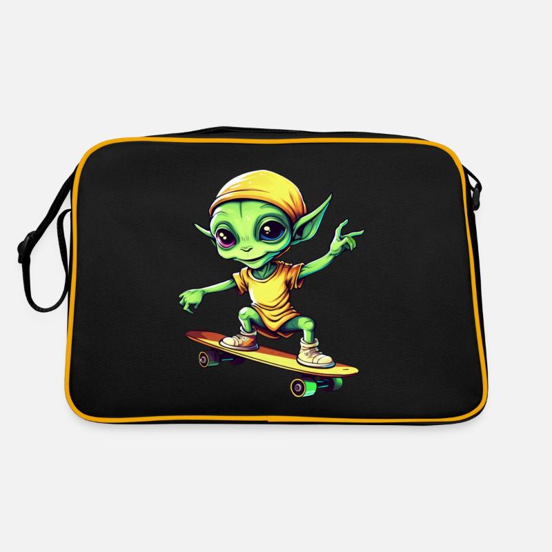Alien vert sur skateboard : Intergalactique Sac Retro