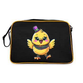 Poulet et poussins de Mardi Gras - Sac Retro - noir/or - Dos