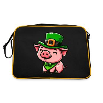 Dessin animé mignon de cochon de Saint-Patrick - Sac Retro - noir/or - Dos