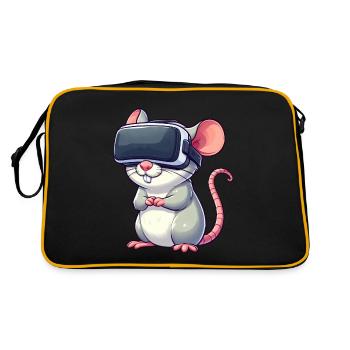VR-Gaming Ratte und Maus - Retro Tasche - Schwarz/Gold - Hinten