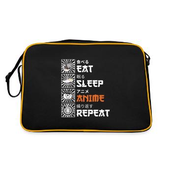 Manger, dormir, anime, répéter - cadeau pour le jour de Noël - Sac Retro - noir/or - Dos