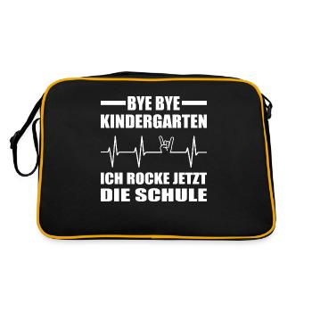 Einschulung - Retro Tasche - Schwarz/Gold - Hinten