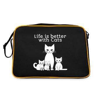 Life is better with Cats - Retro Bag - black/gold - Back