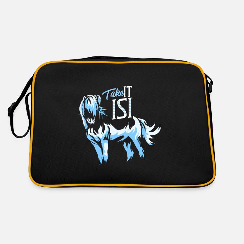 Islandpferd - Retro Tasche - Schwarz/Gold