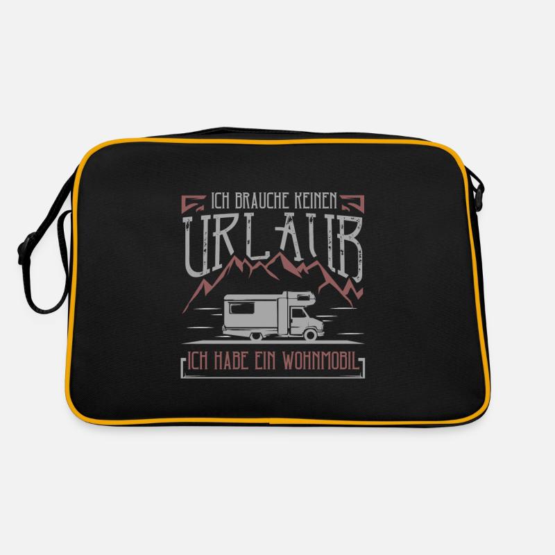 Wohnmobil Camper Campen - Retro Tasche - Schwarz/Gold