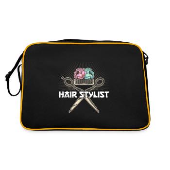 Friseur, Hair Stylist, Barber - Retro Tasche - Schwarz/Gold - Hinten