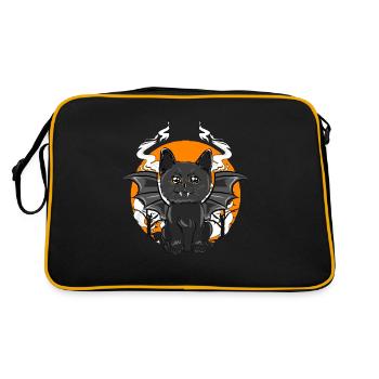 Halloween Black Bat Cat Costume - Retro Tasche - Schwarz/Gold - Hinten
