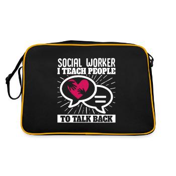 School Social Work Month Heart - Retro Bag - black/gold - Back