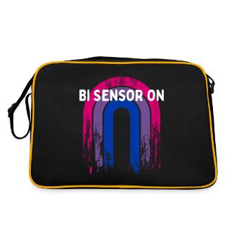 Bi Sensor On Bisexual Funny Bi Pride Humor LGBTQ - Retro Bag - black/gold - Back