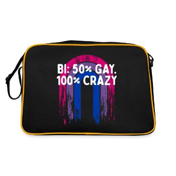 Bi 50% Gay100% Crazy Bisexual Pun Bi Pride Joke - Retro Tasche - Schwarz/Gold - Hinten