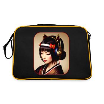 Geisha moderne avec écouteurs - Sac Retro - noir/or - Dos