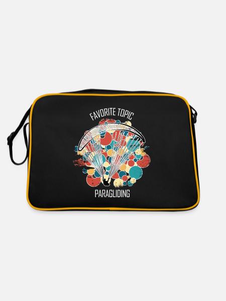Paragliding Gleitschirm Paragleiter Paraglider - Retro Tasche - Schwarz/Gold - Hinten