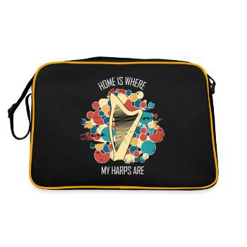 Harp Gift Musical Instrument Musician Plucking - Retro Bag - black/gold - Back