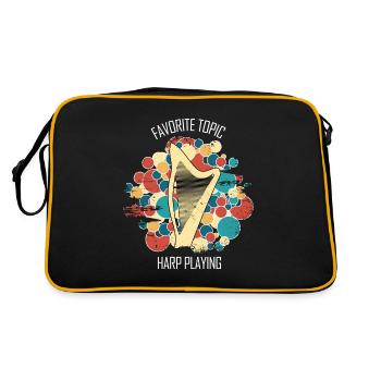 Harp Gift Musical Instrument Musician Plucking - Retro Bag - black/gold - Back