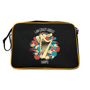 Harp Gift Musical Instrument Musician Plucking - Retro Bag - black/gold - Back