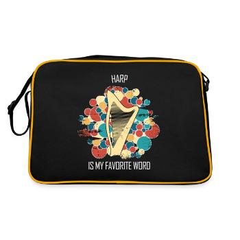 Harp Gift Musical Instrument Musician Plucking - Retro Bag - black/gold - Back