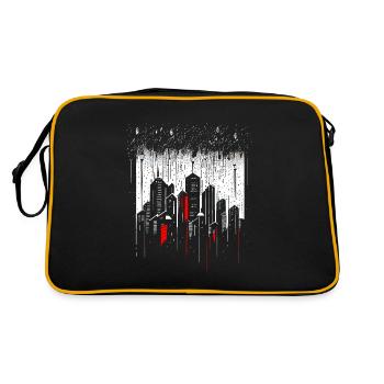 Minimalist metropolis skyscraper in the rain - Retro Bag - black/gold - Back