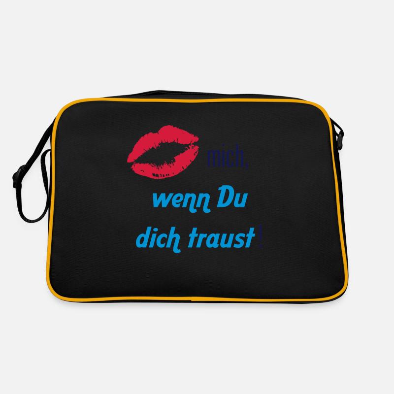 Küss mich, wenn Du dich traust! Vektor Vector Retro Tasche