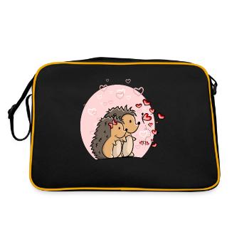 Hérisson couple amour avec des cœurs - Sac Retro - noir/or - Dos