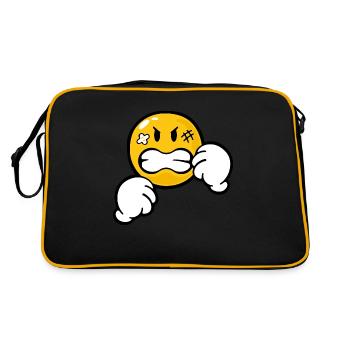 Smiley Anger Aggression - Retro Tasche - Schwarz/Gold - Hinten