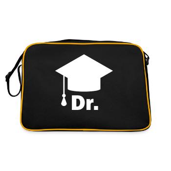 Doktor Dr. und Doktorhut - Retro Tasche - Schwarz/Gold - Hinten