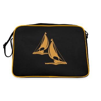 Segeln Geschenk Boot Segler Segelboot Anker - Retro Tasche - Schwarz/Gold - Hinten
