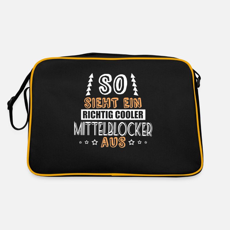 so sieht ein richtig cooler Mittelblocker aus Retro Tasche