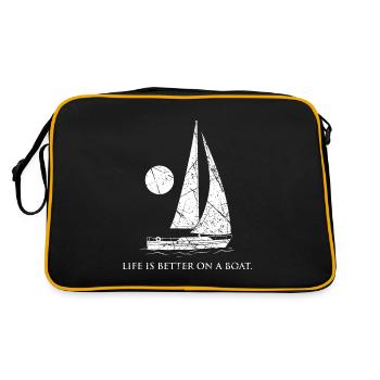 Life is better on a boat motorboat sailboat - Retro Bag - black/gold - Back