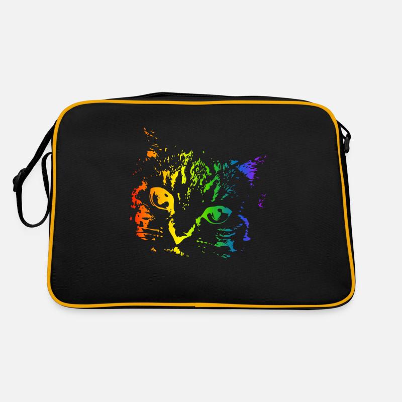 Regenbogen Katze Katzen Katzengesicht Kätzchen 2 Retro Tasche