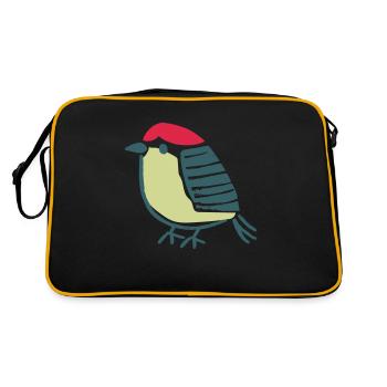 Vogel Amsel Drossel Fink Star - Retro Tasche - Schwarz/Gold - Hinten