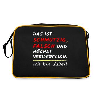 Das ist schmutzig falsch und höchst verwerflich! - Retro Tasche - Schwarz/Gold - Hinten