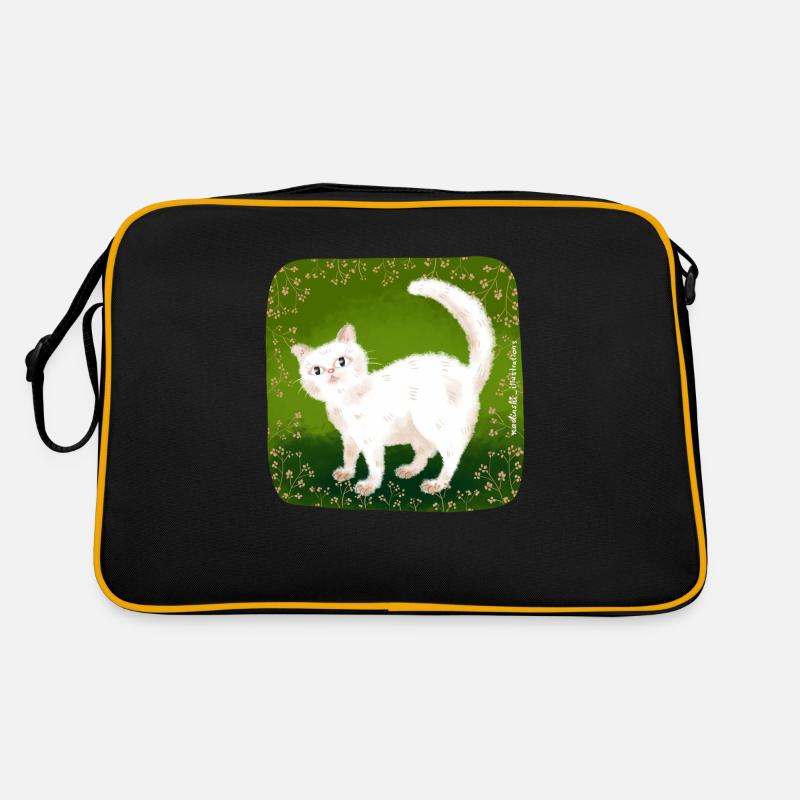 süße Katze - Retro Tasche - Schwarz/Gold