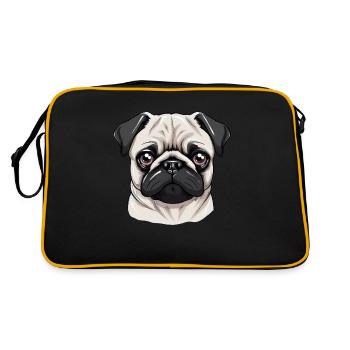 Mops - Retro Tasche - Schwarz/Gold - Hinten