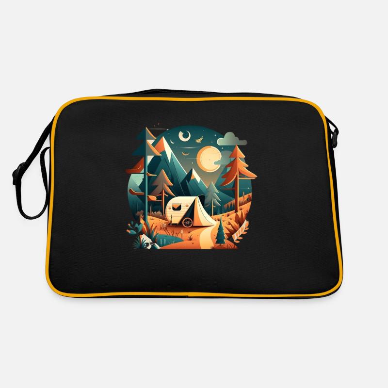Camping with caravans in the mountains Retro Bag