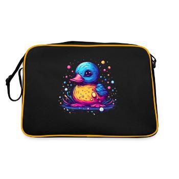 A colorful feathered duck or alder with beak - Retro Bag - black/gold - Back