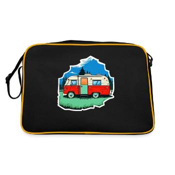 vintage camper car - Retro Tasche - Schwarz/Gold - Hinten