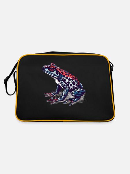 Pfeilgiftfrosch Amphibie in toller retro Optik - Retro Tasche - Schwarz/Gold - Hinten