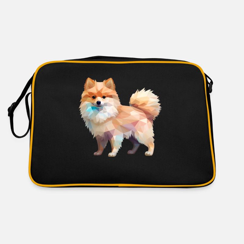 Zwergspitz Geometrisch Zeichnung Retro Tasche