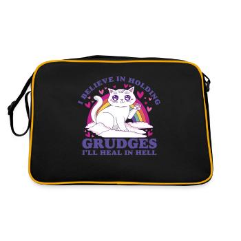 Ich glaube an Schuldgefühle, die ich in der Hölle - Retro Tasche - Schwarz/Gold - Hinten