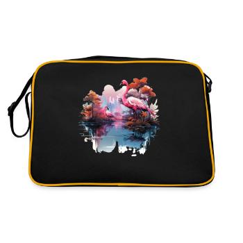 Flamants roses oiseaux nature design - Sac Retro - noir/or - Dos