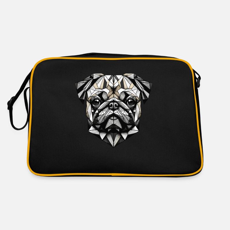 Mops Hund Geometrisch Geschenkidee Retro Tasche