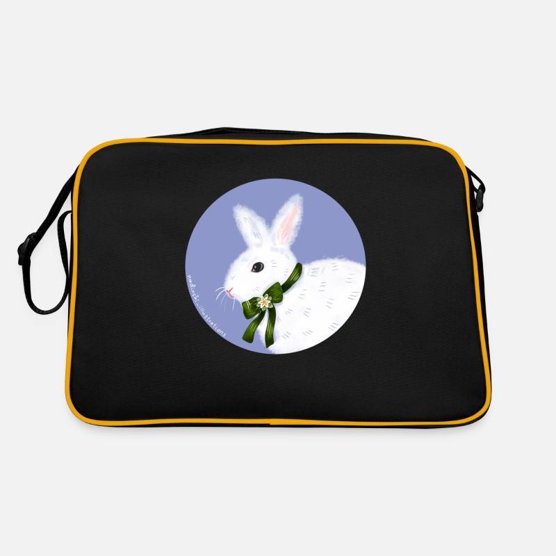 Weißer Hase - Retro Tasche - Schwarz/Gold