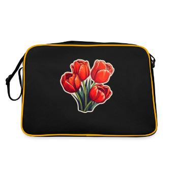 Tulips Four Flowers Red - Retro Bag - black/gold - Back
