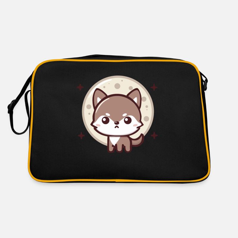 Mondlichtgeist: Chibi-Wolf mit Mond Retro Tasche
