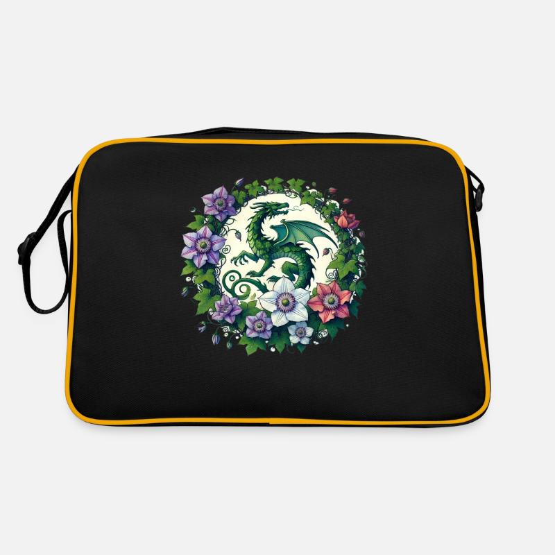 Clematis Drache - Retro Tasche - Schwarz/Gold