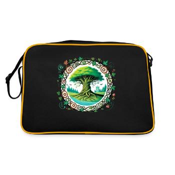Baum des Lebens - Retro Tasche - Schwarz/Gold - Hinten