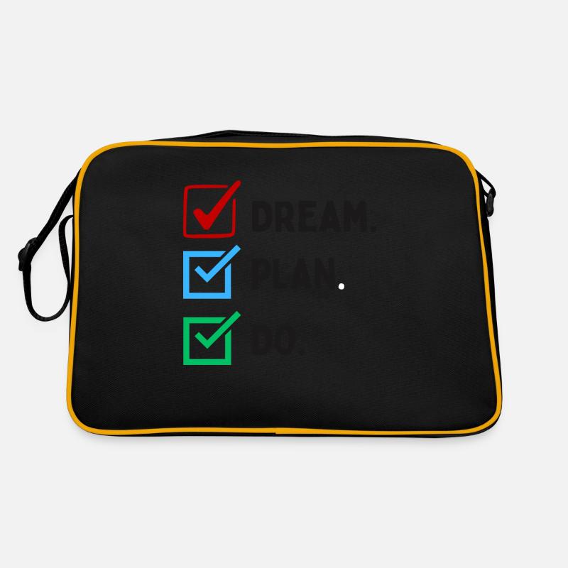 Dream Plan Do Checkliste Design Schwarz Weiss Retro Tasche