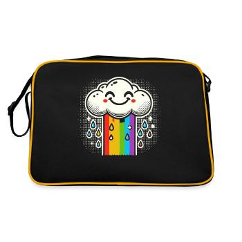 Nuage riant avec bande dessinée arc-en-ciel - Sac Retro - noir/or - Dos
